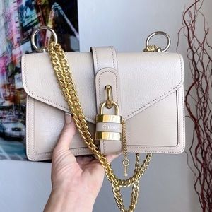 NEW Chloe Lock Embellished Chain Calfskin Leather Crossbody Shoulder Bag